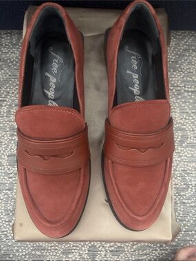 Free People woman’s Rust Suede Penny Loafers